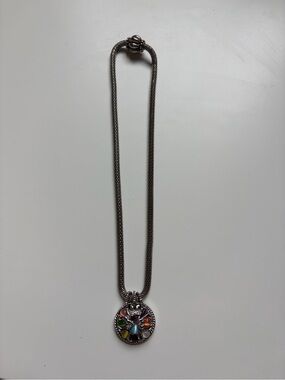 Multi-Color Pendant Necklace for Women - Silver Tone